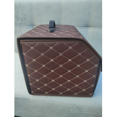 Органайзер саквояж у авто 40х30 х30 см Коричневий жовта  нитка