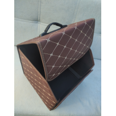 Органайзер саквояж у авто 30х30 х30 см Коричневий жовта  нитка