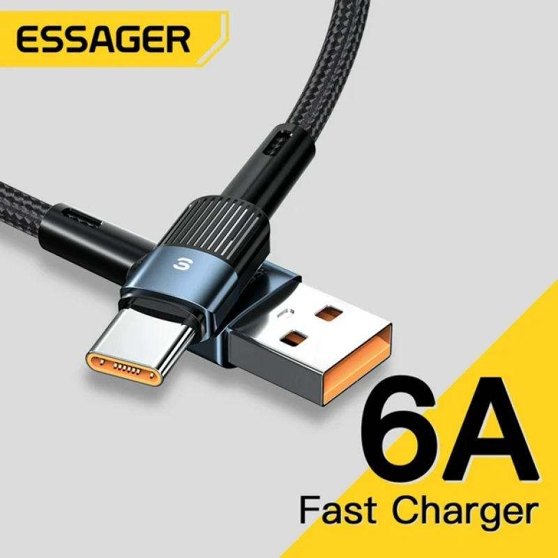 Зарядний кабель Fast Charge ESSAGER 6A Type-C 1 метр Зарядний кабель Fast Charge ESSAGER 6A Type-C 1 метр